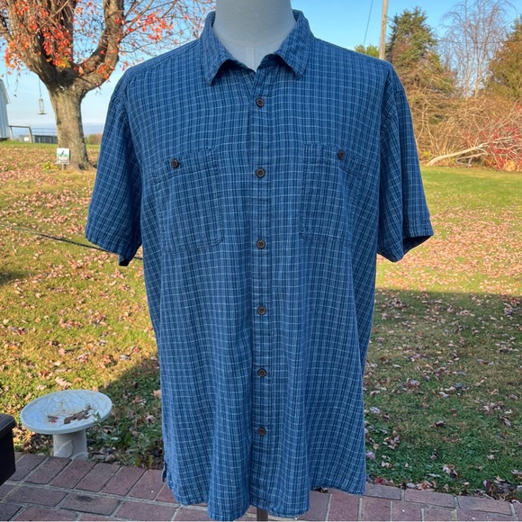 Patagonia w/Grey Checked S/S Button Down Two Pocket Shirt Men's Big and Tall XXL - Picture 4 of 10